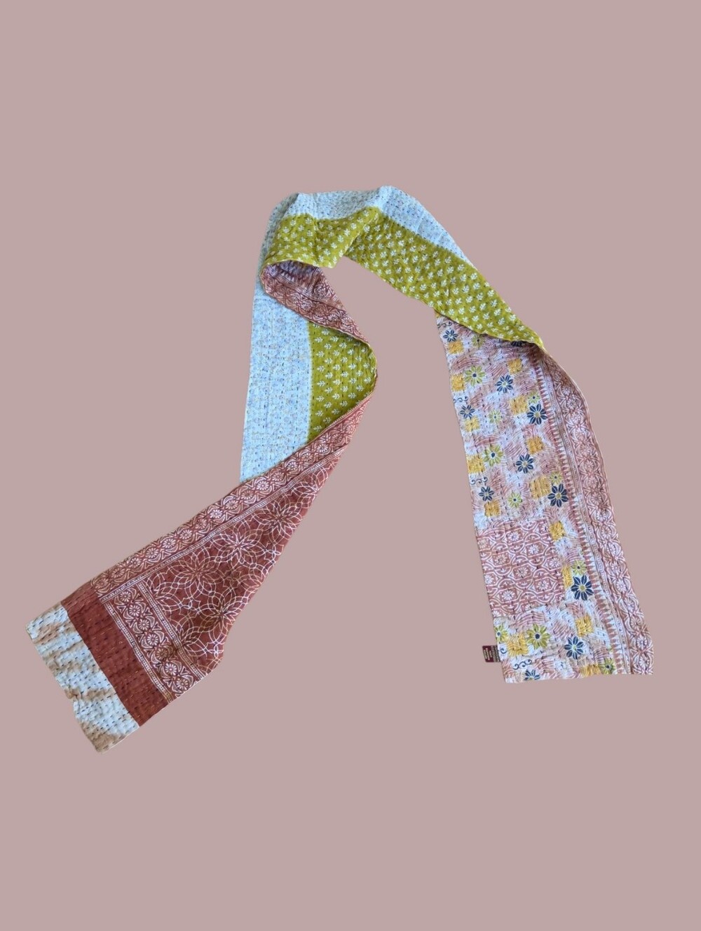 Connexions Fair Trade India Artisan Kantha Cotton Scarf Boho Art to Wear NWOT - Picture 8 of 11